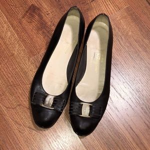 Salvatore Ferragamo black low heel shoes